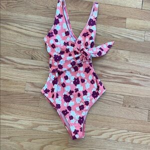 Tanya Taylor Swim Floral One Piece Swimsuit Pink L